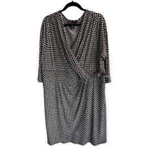 Lane Bryant Black and White Geometric Midi Dress Size 18